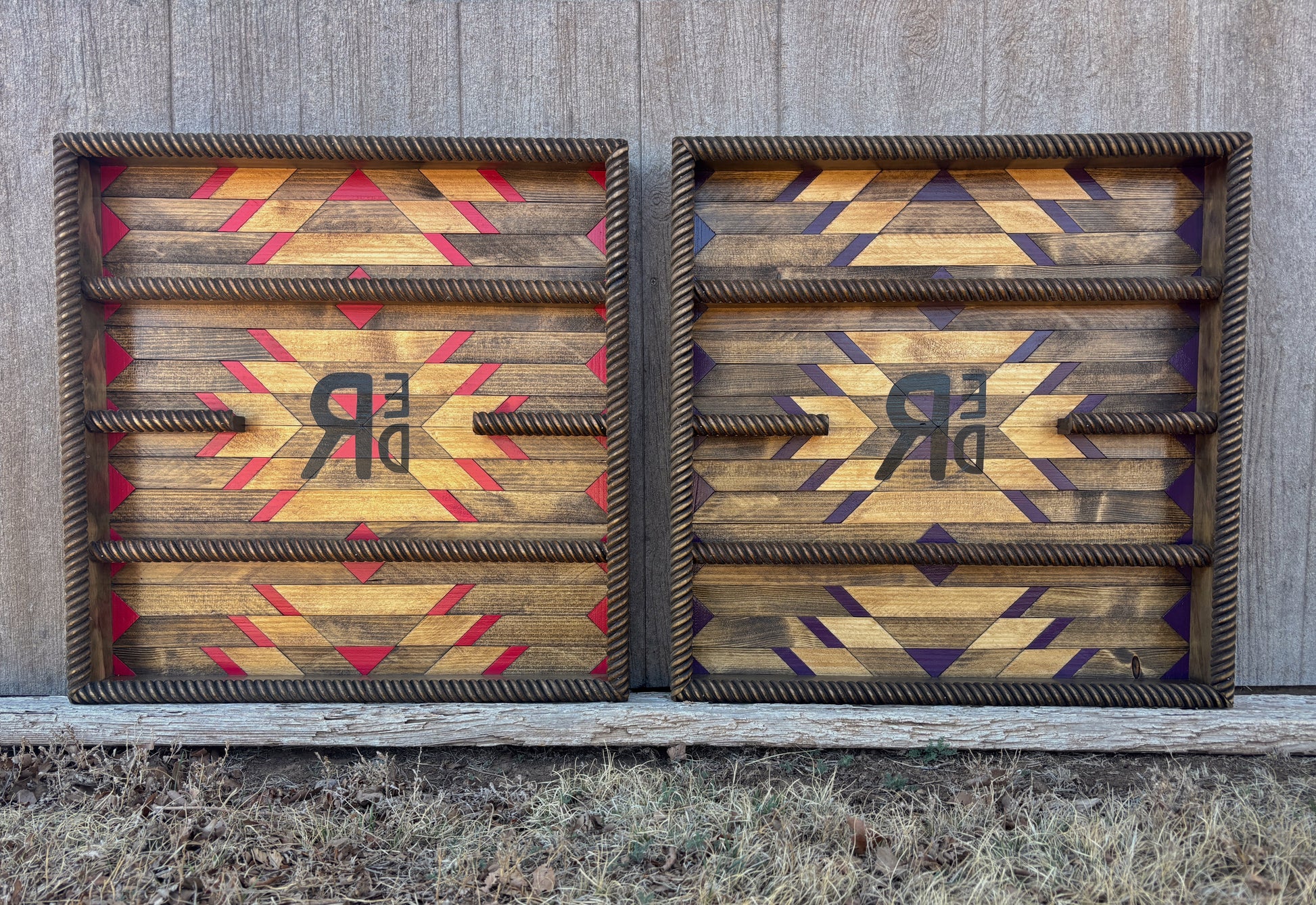 custom Western buckle display case matching set different colors geometric design ranch brand