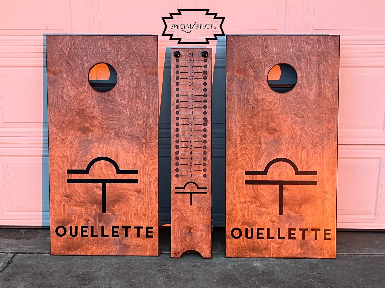 custom wood cornhole boards with ranch brand and family name handmade to order