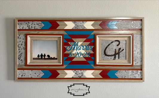 custom handcrafted double wedding wood photo frame with name and date