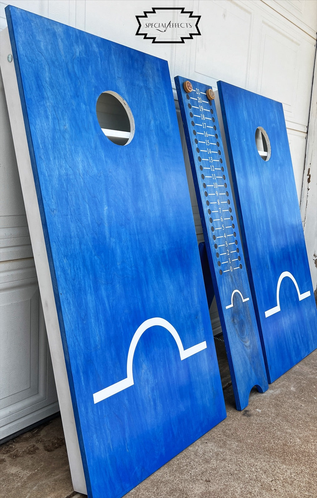 custom handcrafted cornhole set bold color with personalized logo design made to order