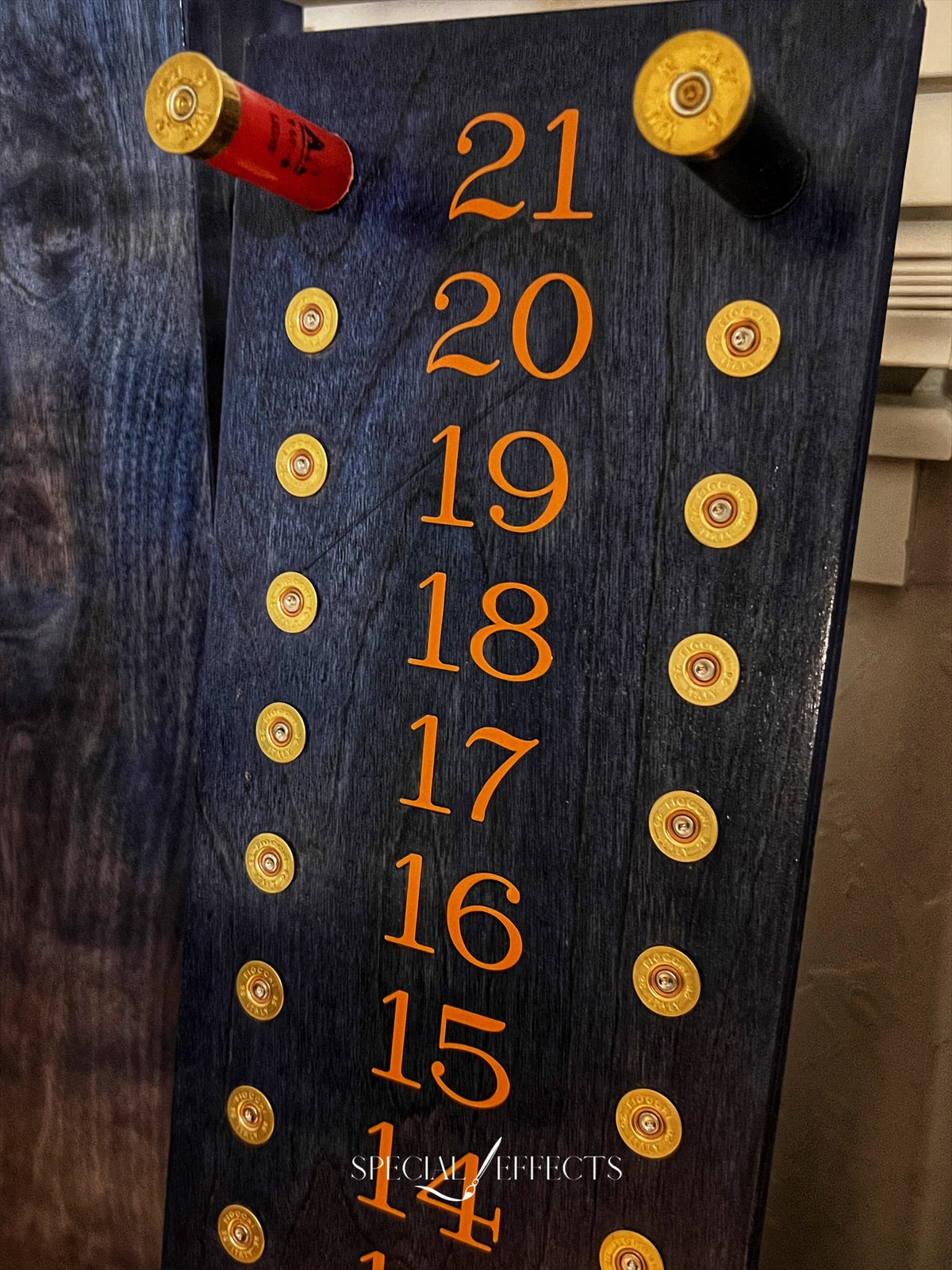 custom wood cornhole scoreboard with shotgun shell pegs Western style handmade